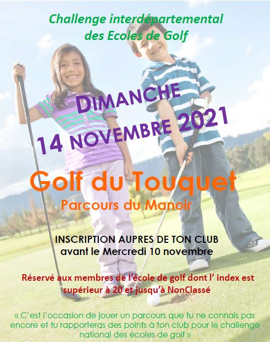 Challenge Inter-départemental des Ecoles de Golf : Dimanche 14 novembre 2021