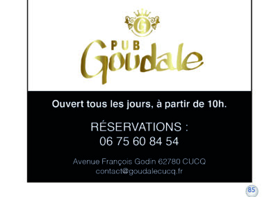 MENU (diner à La GOUDALE à Cucq, après remise des prix à18:30) de la COUPE de LA GOUDALE  dimanche 17 Novembre :RESERVEZ directement au 06 75 60 84 54