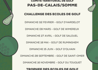 Calendrier 2025 Challenge Ecoles De Golf Pas de Calais/Somme