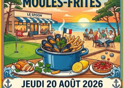 SOIREE MOULES FRITES au SPOON le jeudi 20 AOUT après la Coupe Golf et Pétanque: inscrivez-vous vite !