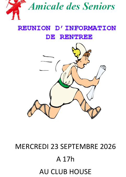 Réunion de rentrée des Seniors du Mardi , et photos 07 2026