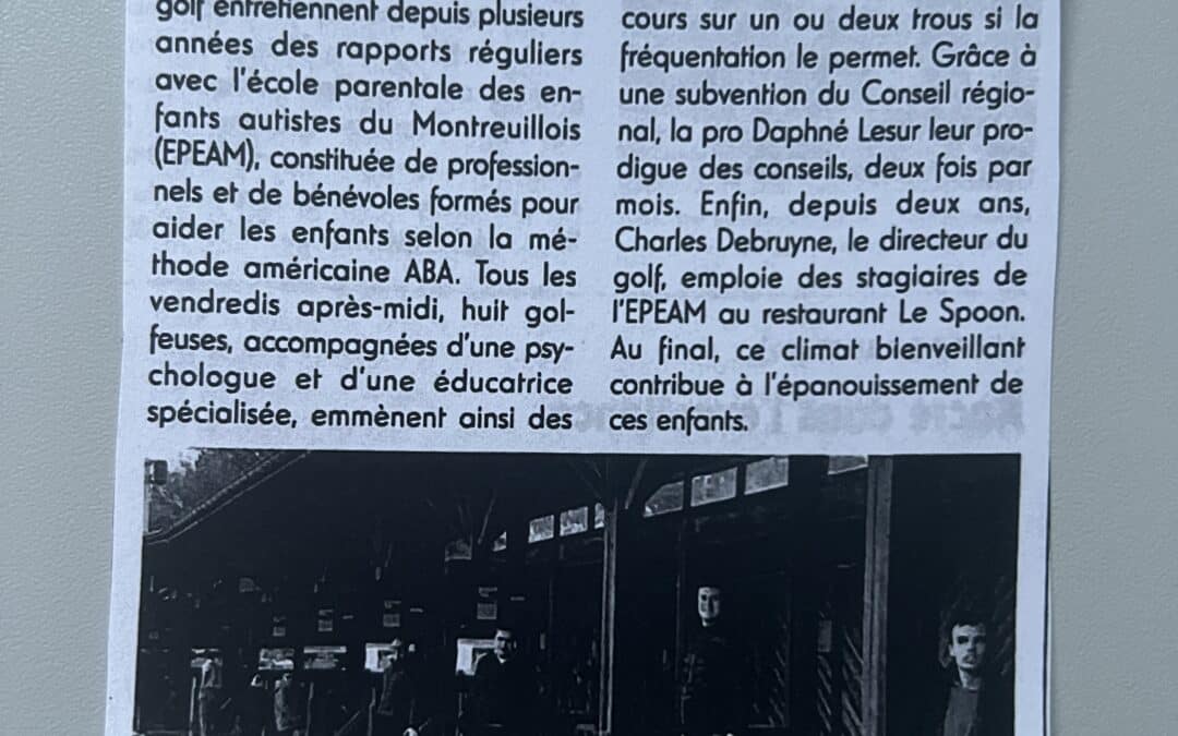 “Le golf du Touquet ouvert aux autistes”: un excellent article paru dans GOLF MAGAZINE n°433